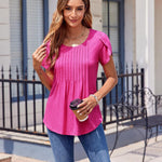 Zeagoo Womens Tops Petal Short Sleeve Summer Casual Shirts