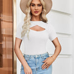 Zeagoo Womens Short Sleeve T Shirts 2024 Summer Casual Knit Slim Fit Trendy Basic Cute Sweater Tops