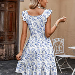 Zeagoo Womens Casual Ruffle Tiered Floral Square Neck Sundresses
