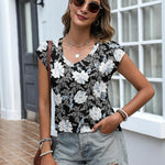 Zeagoo Womens Tops Cap Sleeve T Shirts V Neck Basic Tees Tops