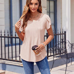 Zeagoo Womens Tops Petal Short Sleeve Summer Casual Shirts