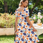 Zeagoo Womens Casual Dress Square Neck Puff Sleeve Boho Dress