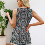 Zeagoo Women's Tank Tops Pleated Floral Flowy Boho Tunic Shirts