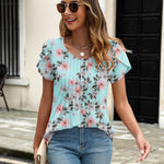 Zeagoo Womens Tops Petal Short Sleeve Summer Casual Shirts