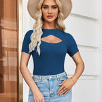 Zeagoo Womens Short Sleeve T Shirts 2024 Summer Casual Knit Slim Fit Trendy Basic Cute Sweater Tops