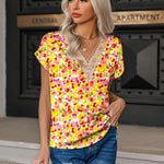 Zeagoo Women's T-Shirt Satin Blouse Lace V-Neck Shirt (DE Only)