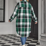 Zeagoo Womens Plus Size Flannel Plaid Button Down Shacket Jacket