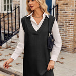 Zeagoo Women's Oversized Sweater Vest Dress V Neck Knit Pullover