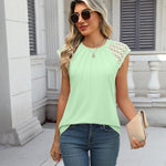 Zeagoo Women's Lace Cap Sleeve Tops Pleated Tank Tops