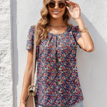 Zeagoo Women's Summer Elegant Crew Neck Floral Shirt (DE Only)
