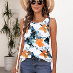 Zeagoo Women's Tank Tops Crew Neck Sleeveless Floral Tops