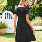 Zeagoo Womens Floral Pleated Button Down Petal Mini Dress