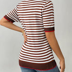 Zeagoo Womens Short Sleeve Sweaters Casual Striped Shirts
