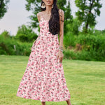 Zeagoo Womens Long Dress Adjustable Strap Floral Casual Dress