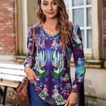 Zeagoo Women'S Puff Long Sleeve Shirts Pleated V Neck Tunic Tops