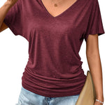 Zeagoo Women's Short Sleeve Shirts V Neck Blouse