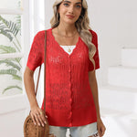Zeagoo Women's Short Sleeve Cardigan V-Neck Button up Sweater