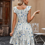 Zeagoo Womens Casual Ruffle Tiered Floral Square Neck Sundresses