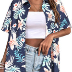 Zeagoo Womens Hawaiian Button Down Shirts Casual Floral Tropical Shirt