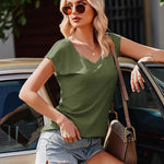 Zeagoo Women's V-Neck Short Sleeve T-Shirt with Pocket Top (DE Only)