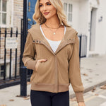 Zeagoo Womens Corduroy Knit Hoodies Zip Up Shirt Jacket