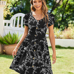 Zeagoo Womens Floral Pleated Button Down Petal Mini Dress
