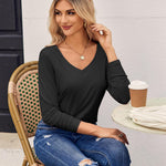 Zeagoo Womens T Shirts Long Sleeve V Neck Basic Tee
