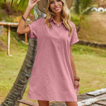 Zeagoo Women's Linen Dresses Knee-Length Casual Beach Dress (DE Only)