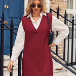 Zeagoo Women's Oversized Sweater Vest Dress V Neck Knit Pullover