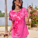 Zeagoo Womens Short Sleeve Tunic Shirts Floral Print Tops
