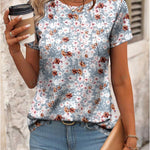 Zeagoo Womens Short Sleeve Tunic Shirts Floral Print Tops