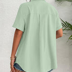 Zeagoo Womens Button Down Linen Shirt Short Sleeve Cotton Blouse
