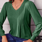 Zeagoo Women'S Puff Long Sleeve Shirts Pleated V Neck Tunic Tops