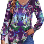 Zeagoo Women'S Puff Long Sleeve Shirts Pleated V Neck Tunic Tops