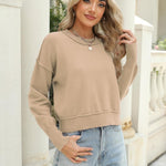 Zeagoo Womens 2024 Fall Crewneck Cropped Sweater