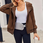 Zeagoo Womens Corduroy Knit Hoodies Zip Up Shirt Jacket