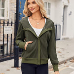 Zeagoo Womens Corduroy Knit Hoodies Zip Up Shirt Jacket