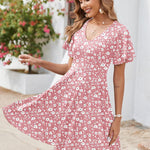 Zeagoo Womens Casual Swing Floral Ruffle Short Sleeve Sundresses