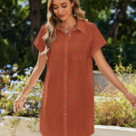 Zeagoo Womens Button Down Shirt Dress Cotton Linen Dress
