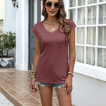 Zeagoo Womens Tops Cap Sleeve T Shirts V Neck Basic Tees Tops