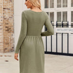 Zeagoo Womens Casual Sweater Dress Square Neck Knit Long Sleeve Dress