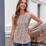 Zeagoo Women's Lace Cap Sleeve Tops Pleated Tank Tops