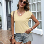 Zeagoo Womens Tops Cap Sleeve T Shirts V Neck Basic Tees Tops