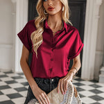 Satin Button Down Shirts- Zeagoo (Us Only)