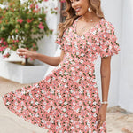 Zeagoo Womens Casual Swing Floral Ruffle Short Sleeve Sundresses