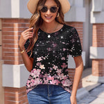 Zeagoo Womens Short Sleeve Tops Floral Boho Shirts