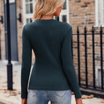Zeagoo Womens Long Sleeve T Shirts V-Neck Slim Fitted Knit Top