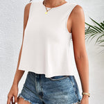 Zeagoo Women's Summer Crop Tank Tops 2024 Casual Crewneck Cropped Tops Graphic Loose Fit Sleeveless Shirts