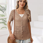 Zeagoo Women's Short Sleeve Cardigan V-Neck Button up Sweater