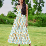 Zeagoo Womens Long Dress Adjustable Strap Floral Casual Dress